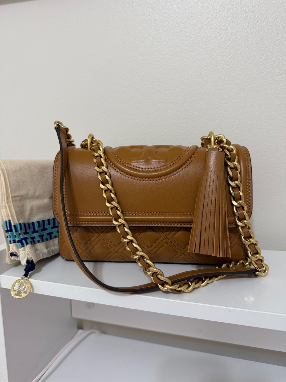 Tory Burch Fleming Shoulder/ crossbody Bag in Cognac Brown